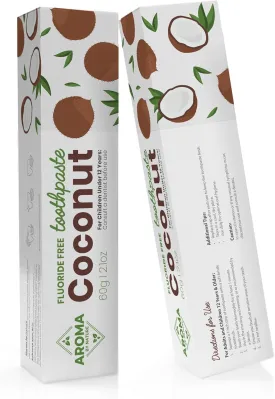 | Premium Fluoride-Free Toothpaste | Fights Plaque, freshens Breath | SLS Free, Cruelty-Free, NO Artificial Flavors (Coconut)