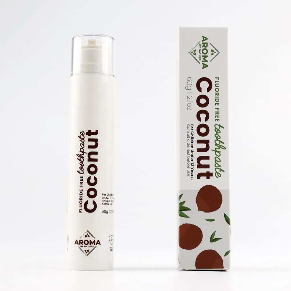 | Premium Fluoride-Free Toothpaste | Fights Plaque, freshens Breath | SLS Free, Cruelty-Free, NO Artificial Flavors (Coconut)