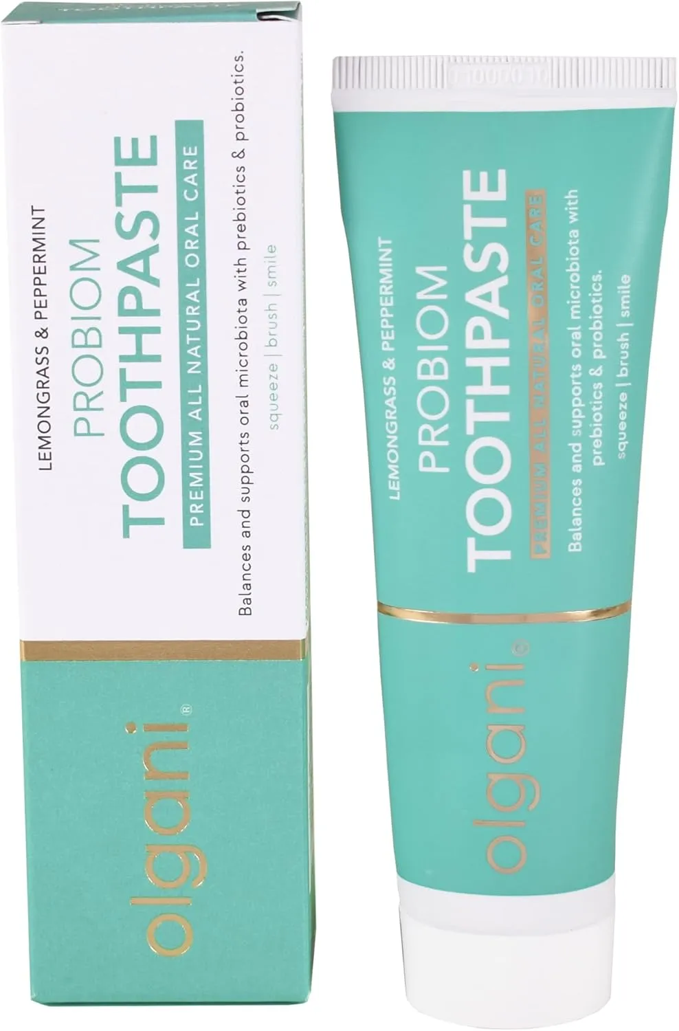 | Probiom Toothpaste | Natural Oral Care with Probiotics & Prebiotics | Fluoride-Free Formula | Remineralizing | Lemongrass and Peppermint | Safe for Kids | 2.53 Fl.Oz