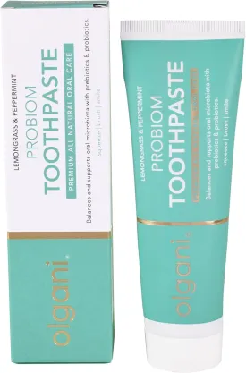 | Probiom Toothpaste | Natural Oral Care with Probiotics & Prebiotics | Fluoride-Free Formula | Remineralizing | Lemongrass and Peppermint | Safe for Kids | 2.53 Fl.Oz