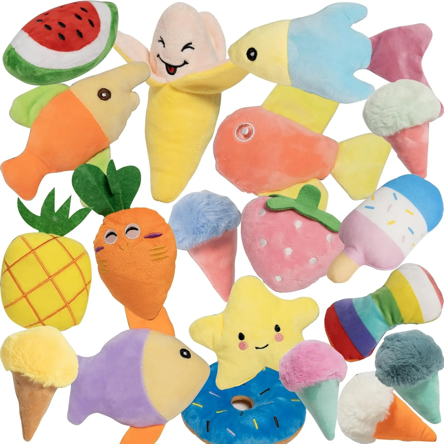 19 Pack Puppy Squeaky Dog Toys Set Plush Puppies,Cute Chew Pets Dog Toy with Squeakers for Small Dogs Playtime