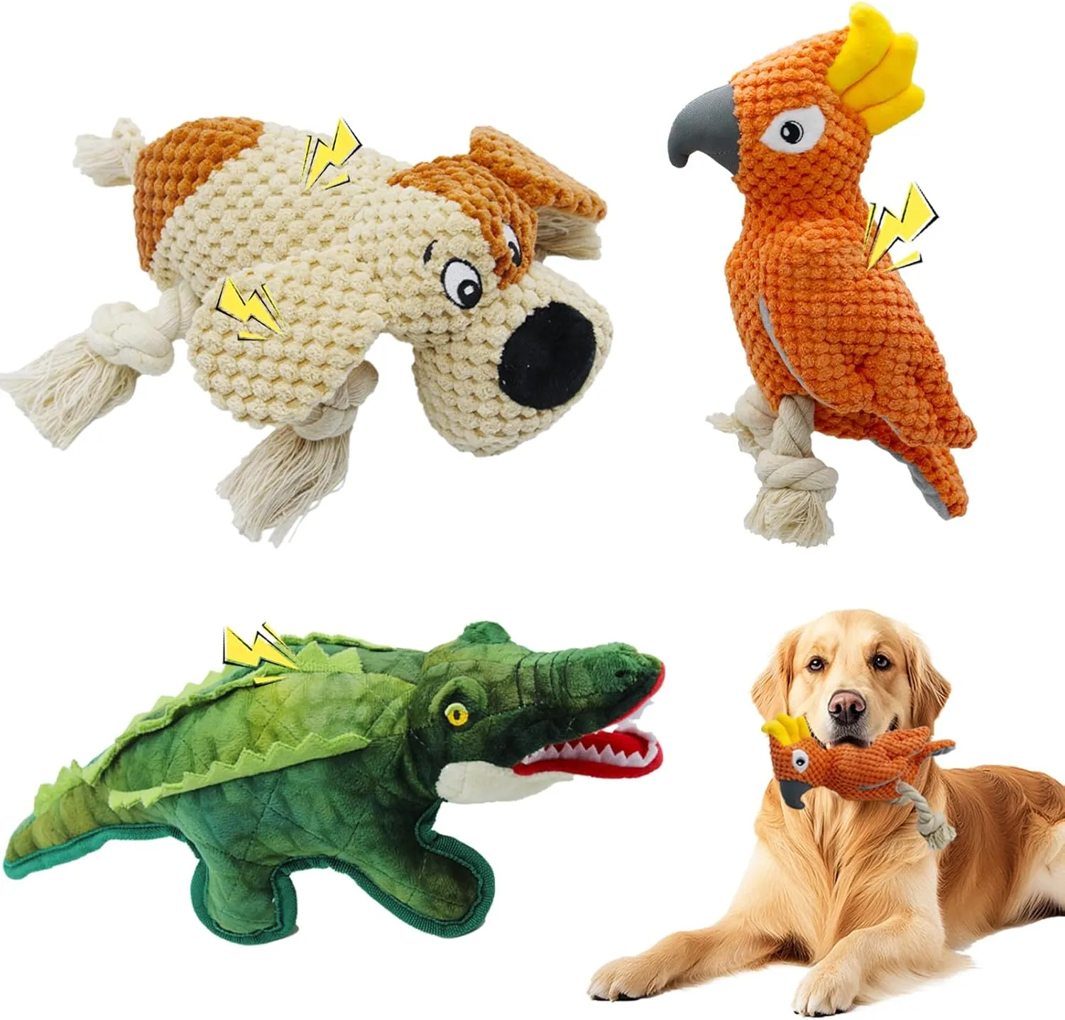 3 Pcs Dog Squeaky Toys, Squeaky Stuffed Toy for Dog, Puppy Chew Toys to Keep Them Busy Interactive Puppy Toys with Squeakers Stuffed Animal Pet Plush Toy for Puppy