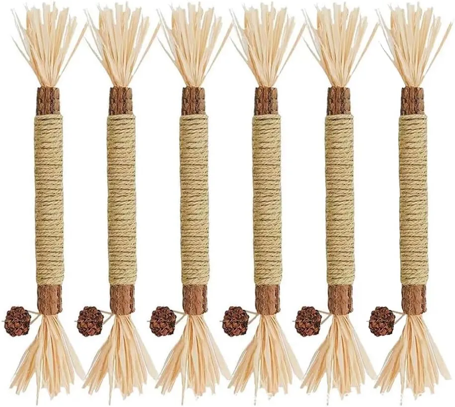 6 Pcs Natural Silvervine Sticks Catnip Toys - Cat Toys Indoor Cats Interactive Matatabi Dental Care Teething Chew Toys for Cats and Kittens Who Love to Chew