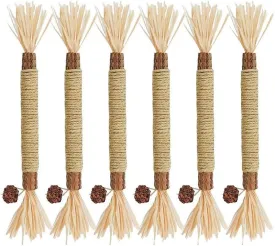 6 Pcs Natural Silvervine Sticks Catnip Toys - Cat Toys Indoor Cats Interactive Matatabi Dental Care Teething Chew Toys for Cats and Kittens Who Love to Chew