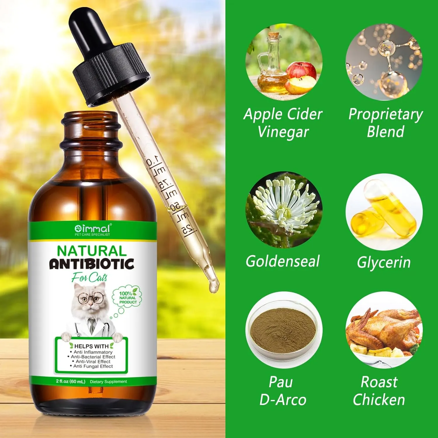 60ml Cat Antibiotics for Infections Antibiotics for Cats Cat Antibiotics Cat Immune Support Supplement Infection Antibiotics Natural Antibiotics for Cats Allergy Relief for Cats (120ml)