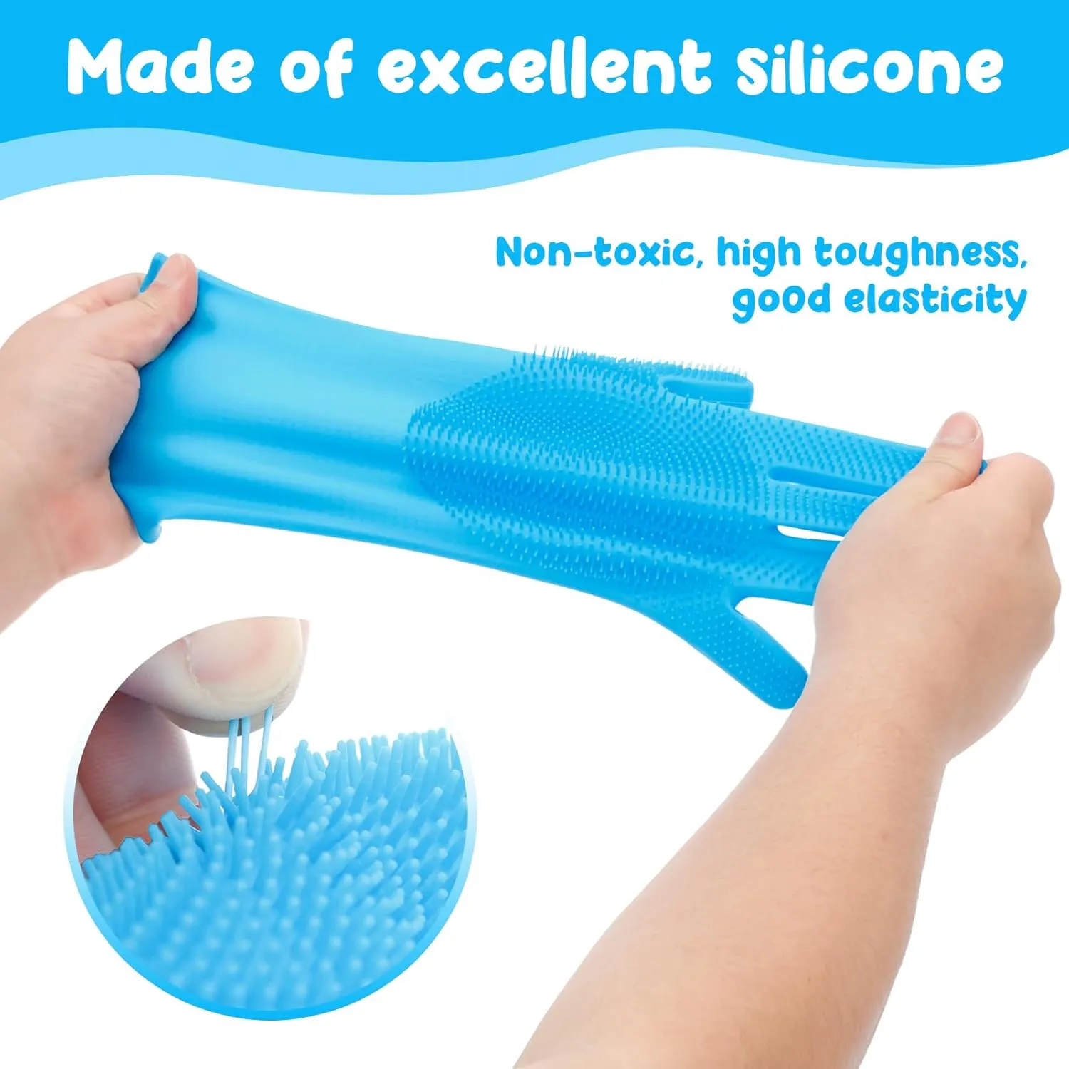 6/8 pcs Pet Grooming Gloves, Heat Resistant Dog Bathing Gloves, Dog Bath Brush Toothbrush Finger Shampoo Brush Grooming Mitt, Silicone Pet Cat Cleaning Kit for Washing Bathing Massaging(blue,6)