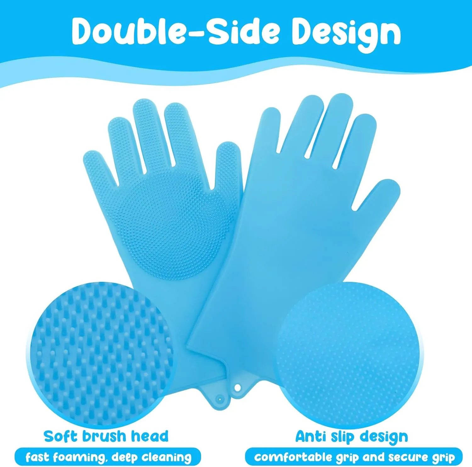 6/8 pcs Pet Grooming Gloves, Heat Resistant Dog Bathing Gloves, Dog Bath Brush Toothbrush Finger Shampoo Brush Grooming Mitt, Silicone Pet Cat Cleaning Kit for Washing Bathing Massaging(blue,6)