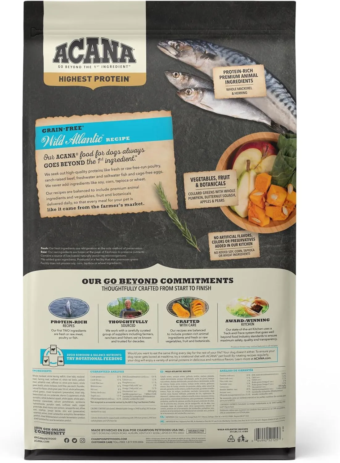 ACANA Highest Protein Dry Dog Food, Wild Atlantic, Fish Recipe, 25lb