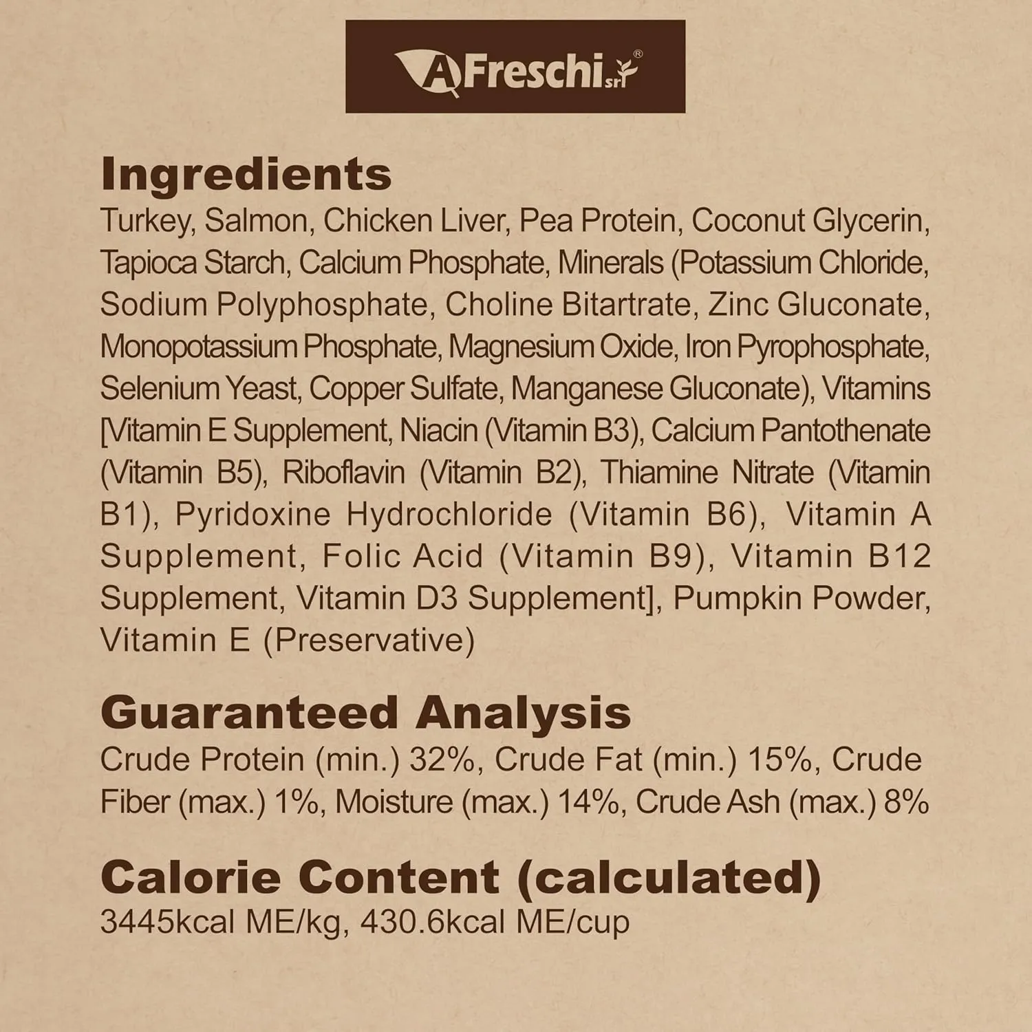 Afreschi Air-Dried Dog Food Turkey & Salmon Recipe 2.2 lb, All-Natural, Complete & Balanced, Grain-Free, High-Protein, Limited Ingredients
