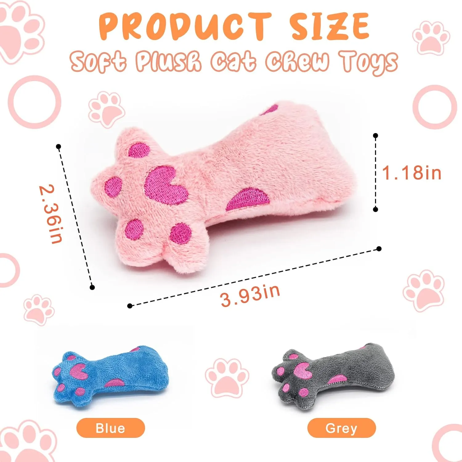 Andiker Cat Catnip Toys, 3Pcs Cat Interactive Toys for Indoor Cats, Soft Plush Cat Chew Toys with Crinkle Paper for Relieve Stress, Reduce Boredom, Teething (Cat)