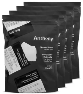 Anthony Body Wipes for Adults Bathing, Post Workout, & A Must Have Camping Personal Care Product  Travel Shower Wipes No Rinse Body Wash  Disposable Wash Cloth Towelettes 48 9x12.5
