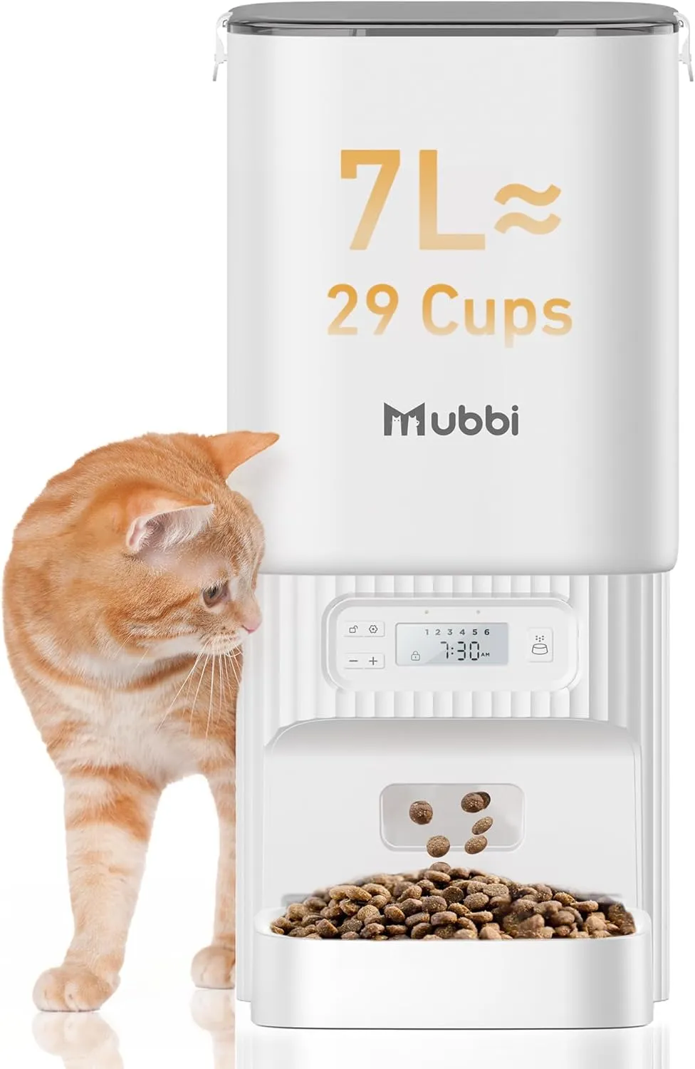Automatic Cat Feeder, 7L Automatic Dog Feeder with Desiccant Bag, 1-6 Meals Ideal for Multiple Pets, Dual Power Supply, Keep Food Fresh, Detachable Washable