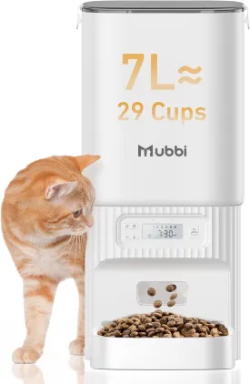 Automatic Cat Feeder, 7L Automatic Dog Feeder with Desiccant Bag, 1-6 Meals Ideal for Multiple Pets, Dual Power Supply, Keep Food Fresh, Detachable Washable