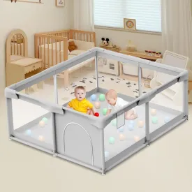 Baby Playpen for Toddler, Large Playpen for Babies 50"  50" Baby Fence Playards, Kids Safety Play Pen Area for Indoor & Outdoor (Grey)