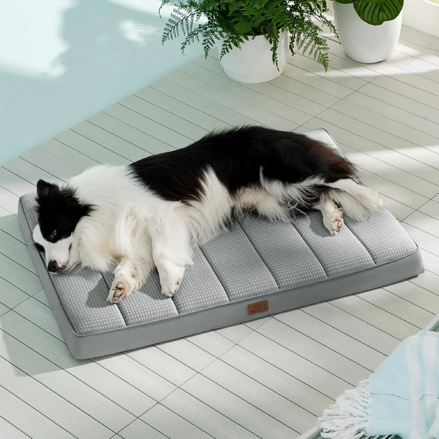 Bedsure Cooling Dog Bed for Crate - Large Orthopedic Waterproof Puppy Beds with Removable Washable Cover, Egg Crate Foam Pet Mat, Suitable for Pet Up to 50 lbs
