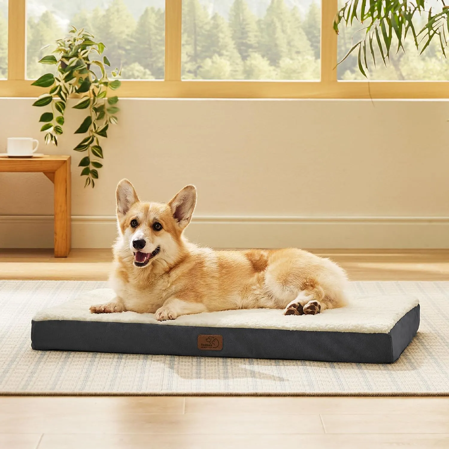 Bedsure Large Dog Bed for Crate - Orthopedic Waterproof Pet Beds with Removable Washable Cover, Egg Crate Foam Crate Mat, Suitable for Pet Up to 50 lbs