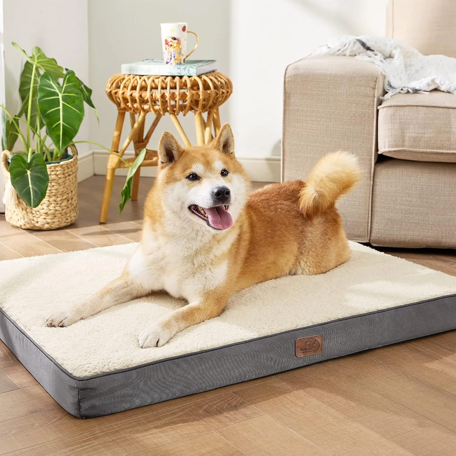 Bedsure Large Dog Bed for Crate - Orthopedic Waterproof Pet Beds with Removable Washable Cover, Egg Crate Foam Crate Mat, Suitable for Pet Up to 50 lbs