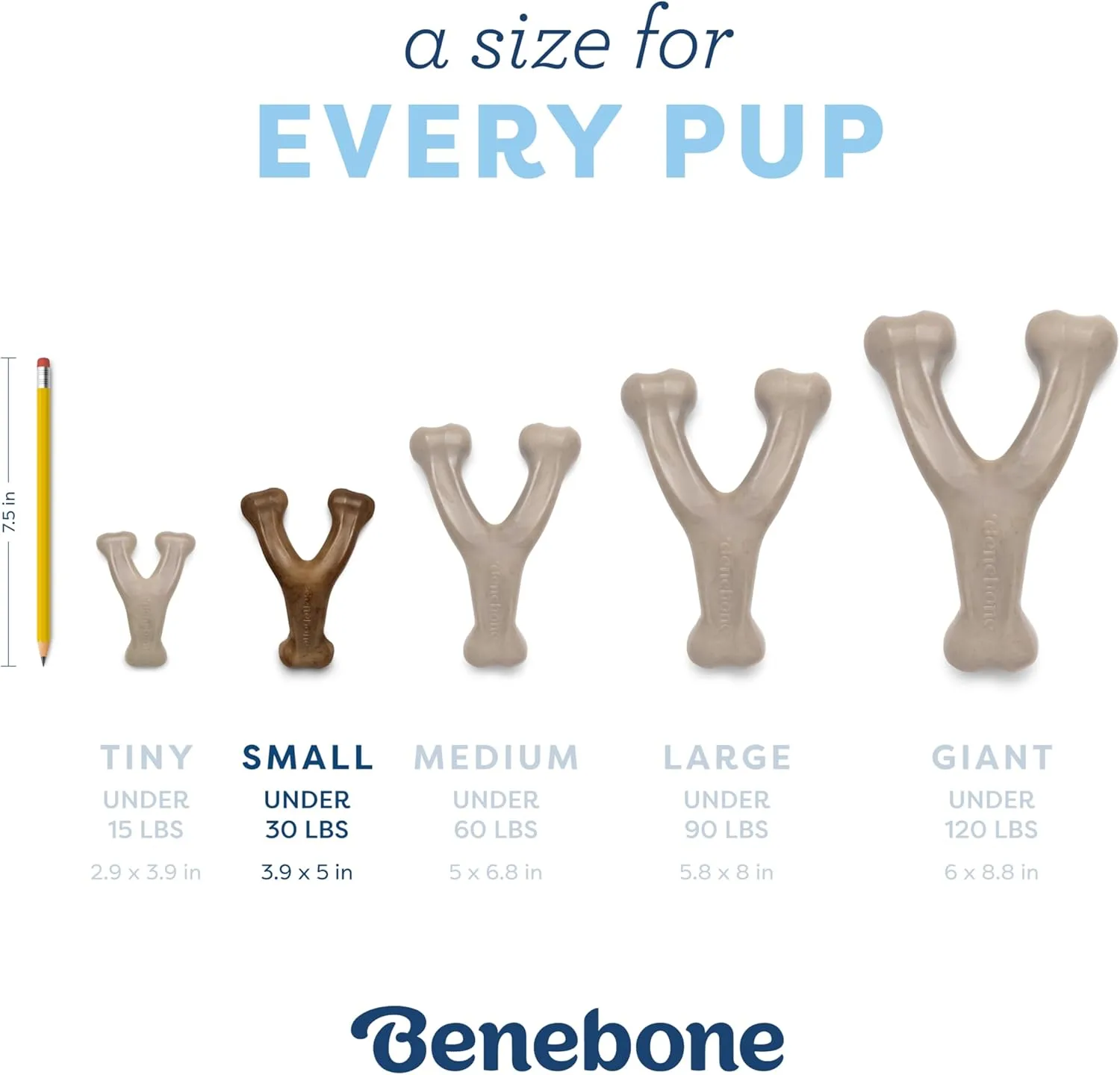 Benebone Puppy Wishbone Dog Chew Toy, Made in USA, Real Bacon Flavor, Small