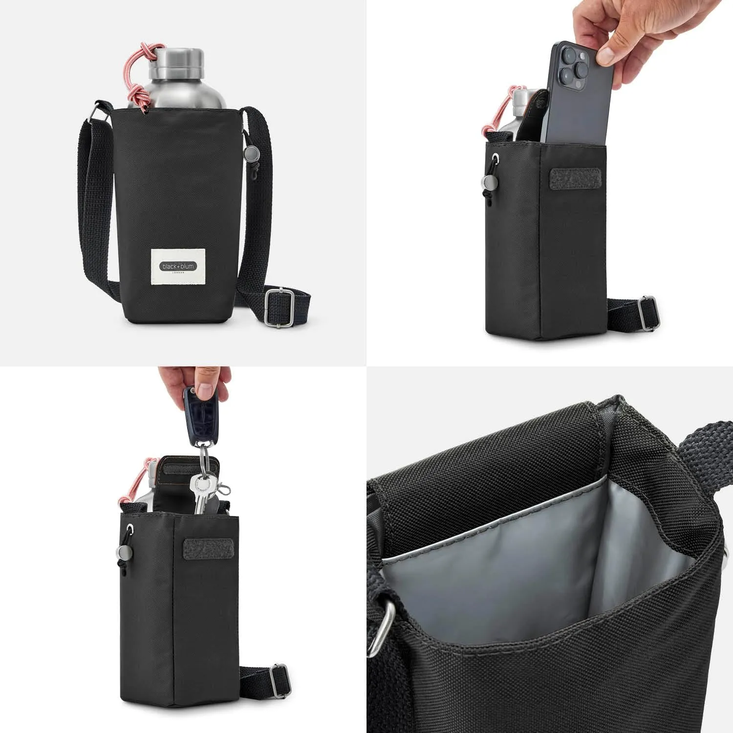 BLACK   BLUM Insulated Bottle Bag - For Adults and Kids - Made with Recycled PET and BPA Free - Bottle Bag for On The Go, Black