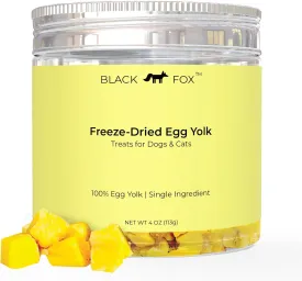 BLACK FOX Freeze-Dried Chicken Egg Yolk Dog Treats | Topper | Cat Treats | 4oz Single Ingredient, Raw, Healthy, All Natural, Human Grade, Digestion & Hairball Control