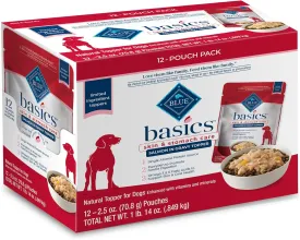 Blue Buffalo Basics Skin & Stomach Care Natural Wet Dog Food Topper, Salmon in Gravy 2.5oz Pouch (12 Pack)