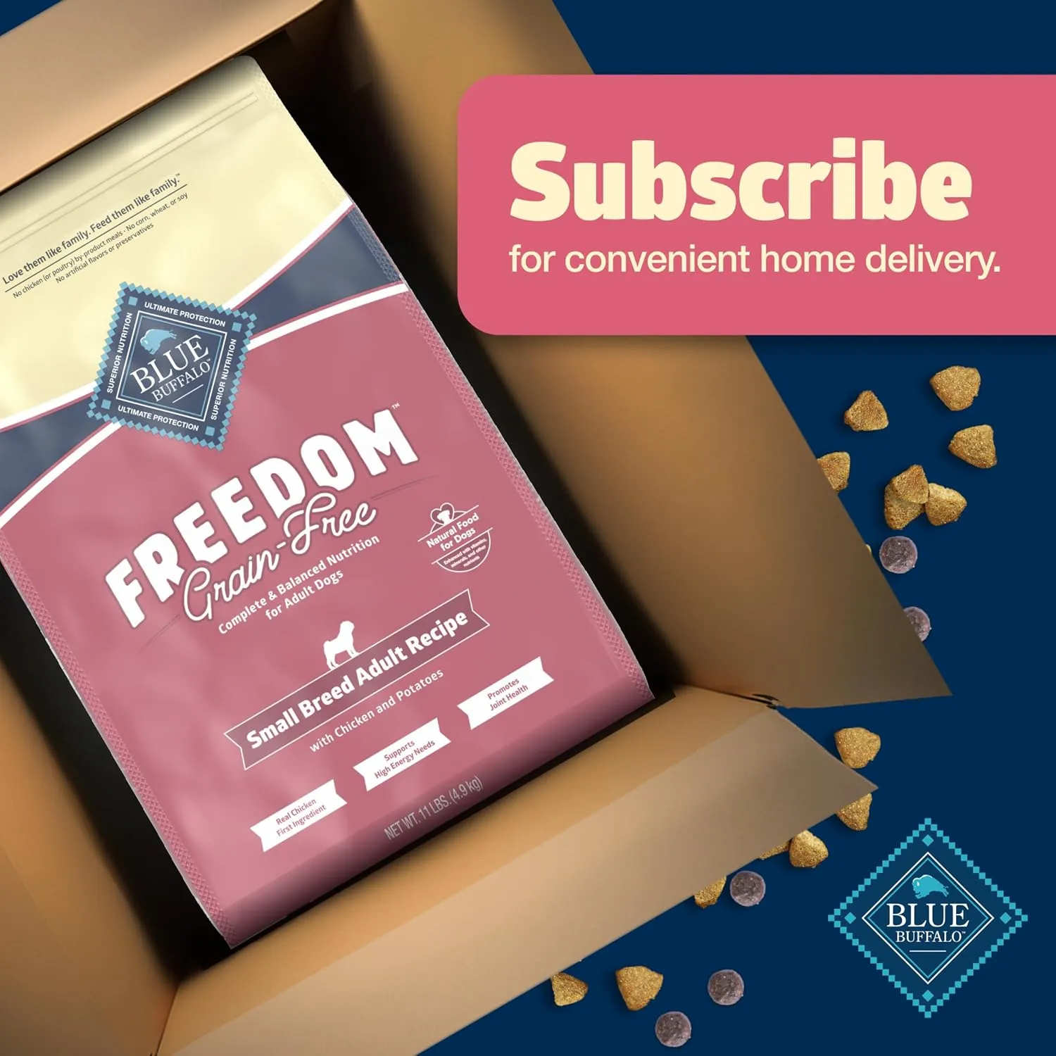 Blue Buffalo Freedom Grain-Free Small Breed Dry Dog Food, Supports High Energy Needs, Made in the USA With Natural Ingredients, Chicken & Potatoes, 11-lb Bag