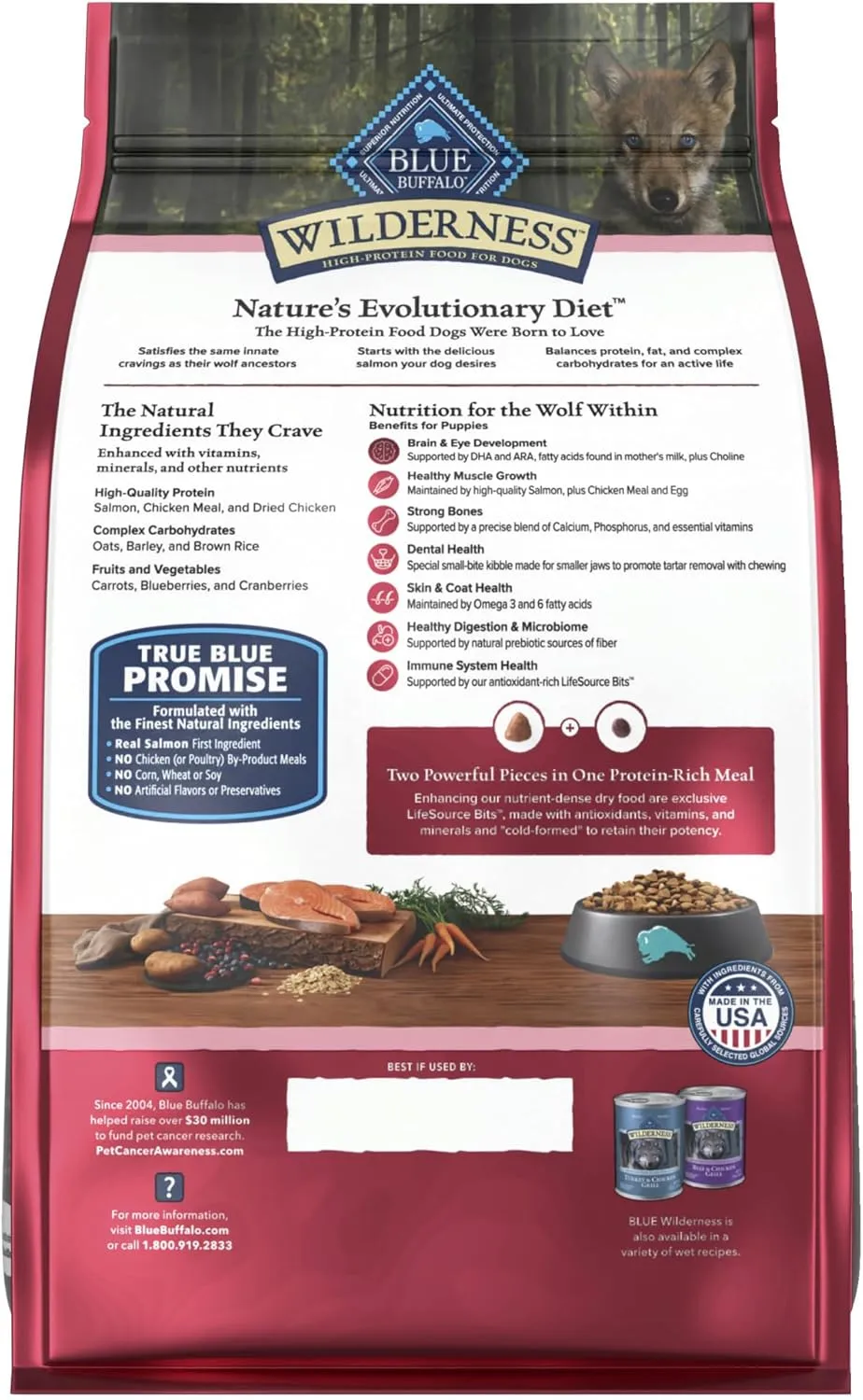 Blue Buffalo Wilderness High-Protein Natural Dry Food for Puppies, Salmon Recipe, 4.5-lb. Bag