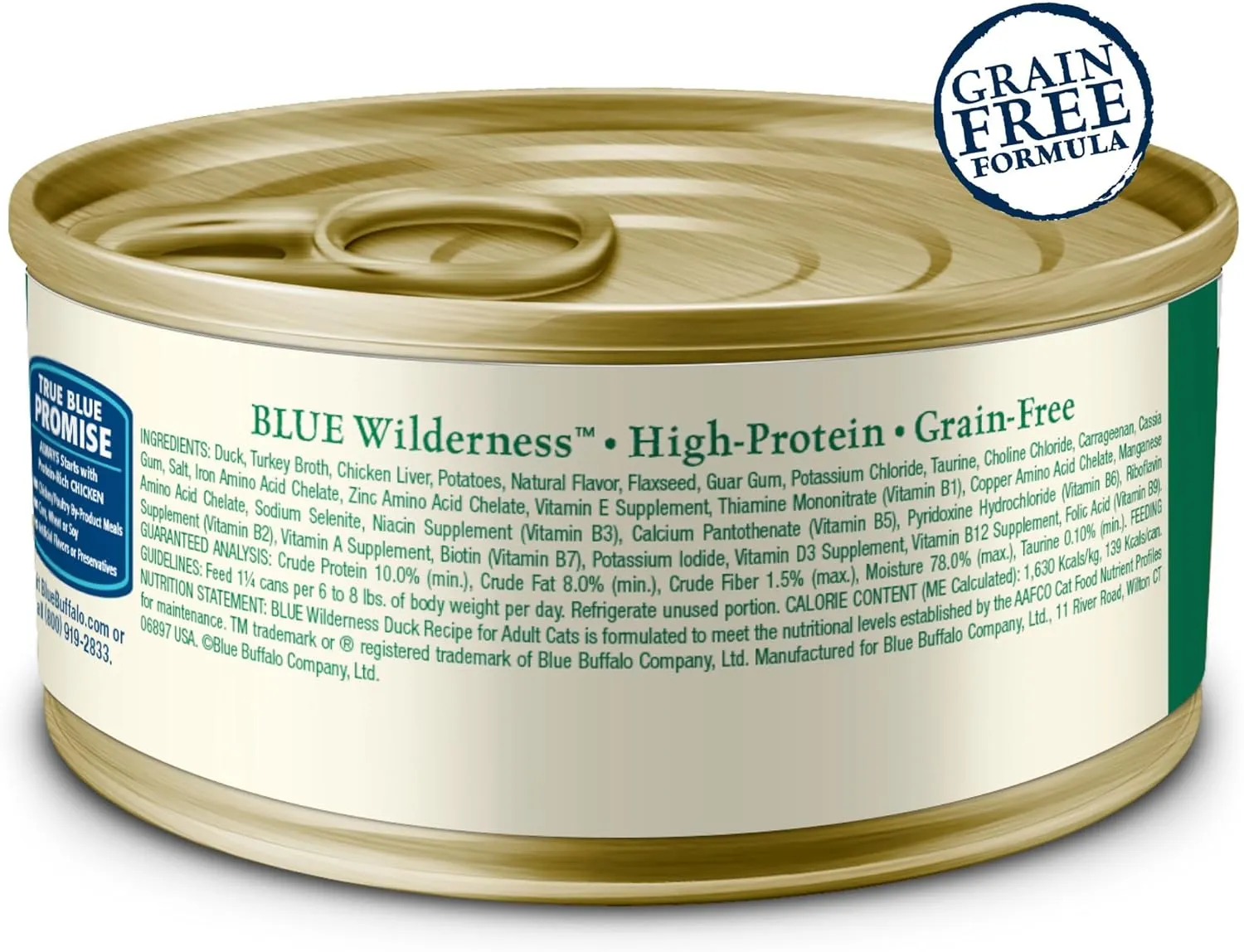 Blue Buffalo Wilderness Natural High-Protein Grain-Free Wet Food for Adult Cats, Duck Pat, 3-oz. Cans, 24 Count