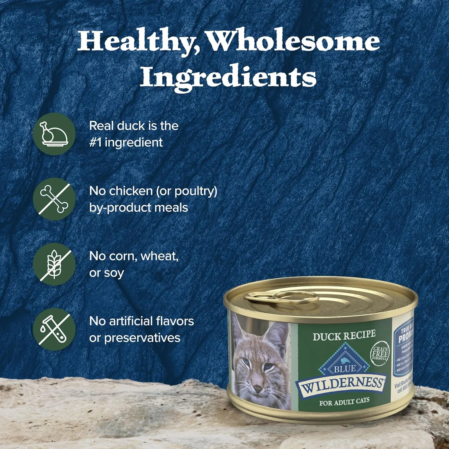Blue Buffalo Wilderness Natural High-Protein Grain-Free Wet Food for Adult Cats, Duck Pat, 3-oz. Cans, 24 Count