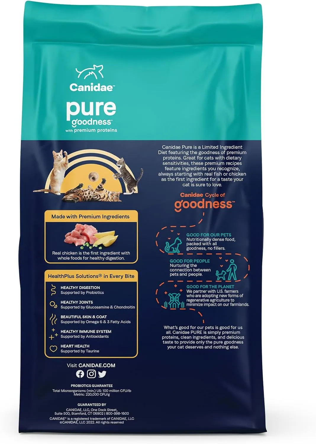 Canidae Pure Limited Ingredient Premium Dry Cat Food, Real Chicken Recipe, 5 lbs, Grain Free