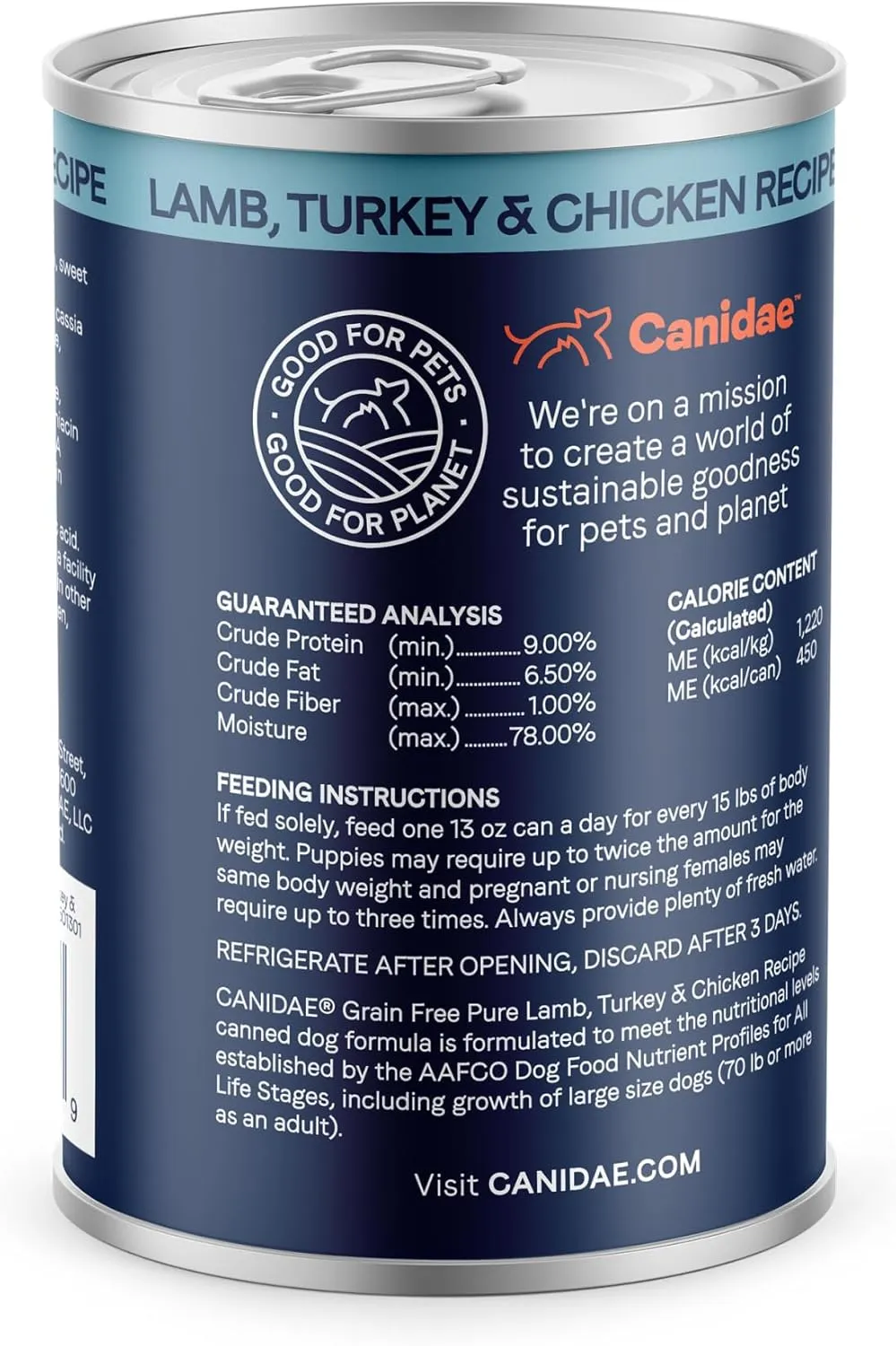 Canidae Pure Limited Ingredient Premium Wet Dog Food, Lamb, Turkey & Chicken Recipe, 13 oz. (Case of 12), Grain Free