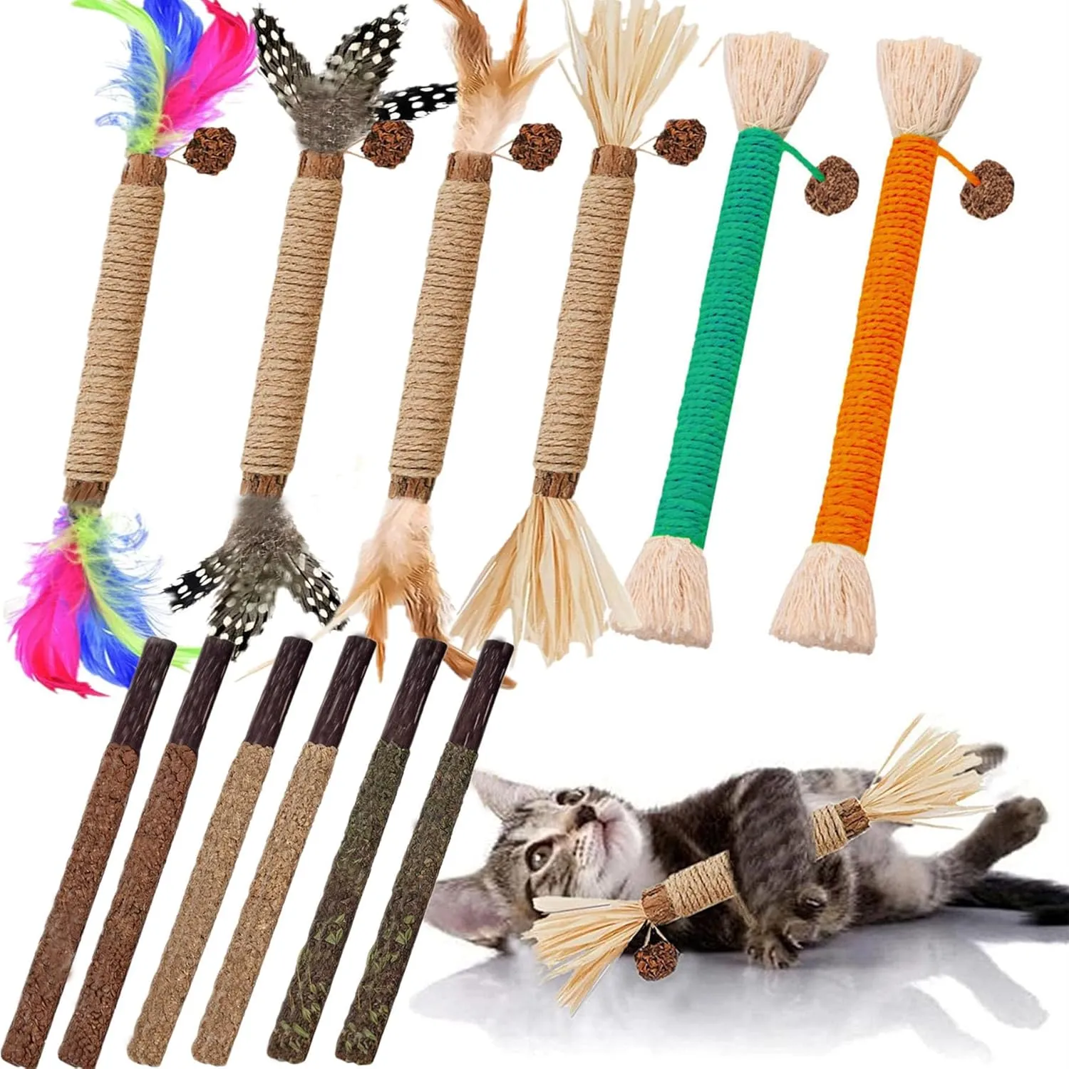 Cat Toys 12Pack Silvervine Chew Stick 12Pack Kitten Treat Catnip Toy Kitty Natural Stuff Catnip for Cleaning Teeth Indoor Dental Snack Interactive