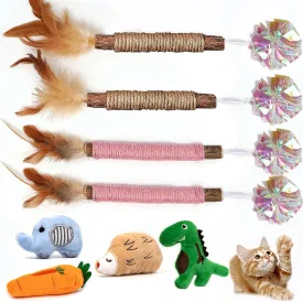 Cat Toys, Interactive Cat Toy for Indoor Cats, Soft and Durable Crinkle Sound Catnip Toys, Catnip Filled Mouse Cat Teething Chew Toy (pack8)