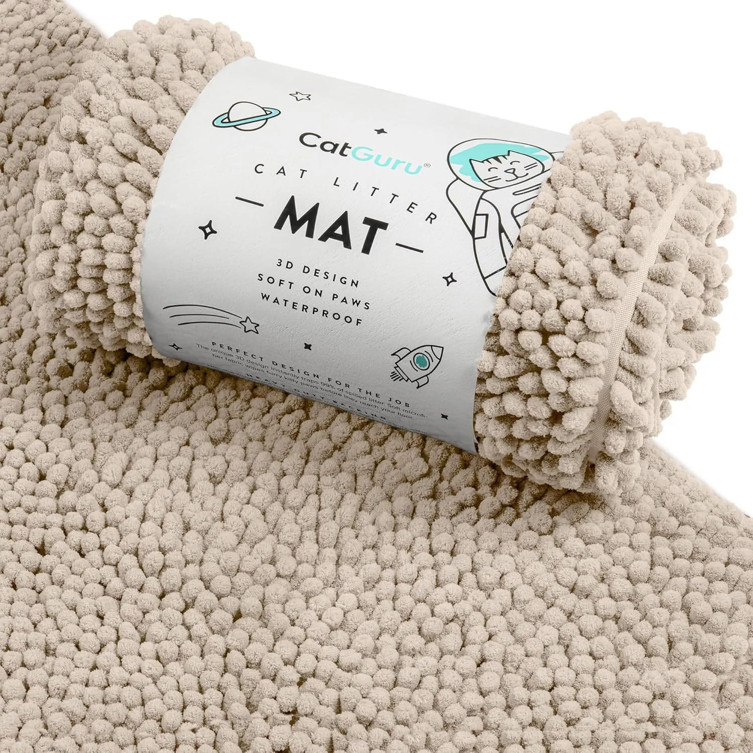 CatGuru Cat Litter Mat, Medium, Extra Large, XXL, Super Absorbent and Waterproof Litter Box Mat for Cats, Non Slip Trapping Mats, Machine Washable Kitty Trapping Pad, Cat Stuff (XL, Sand/Heavy-Duty)