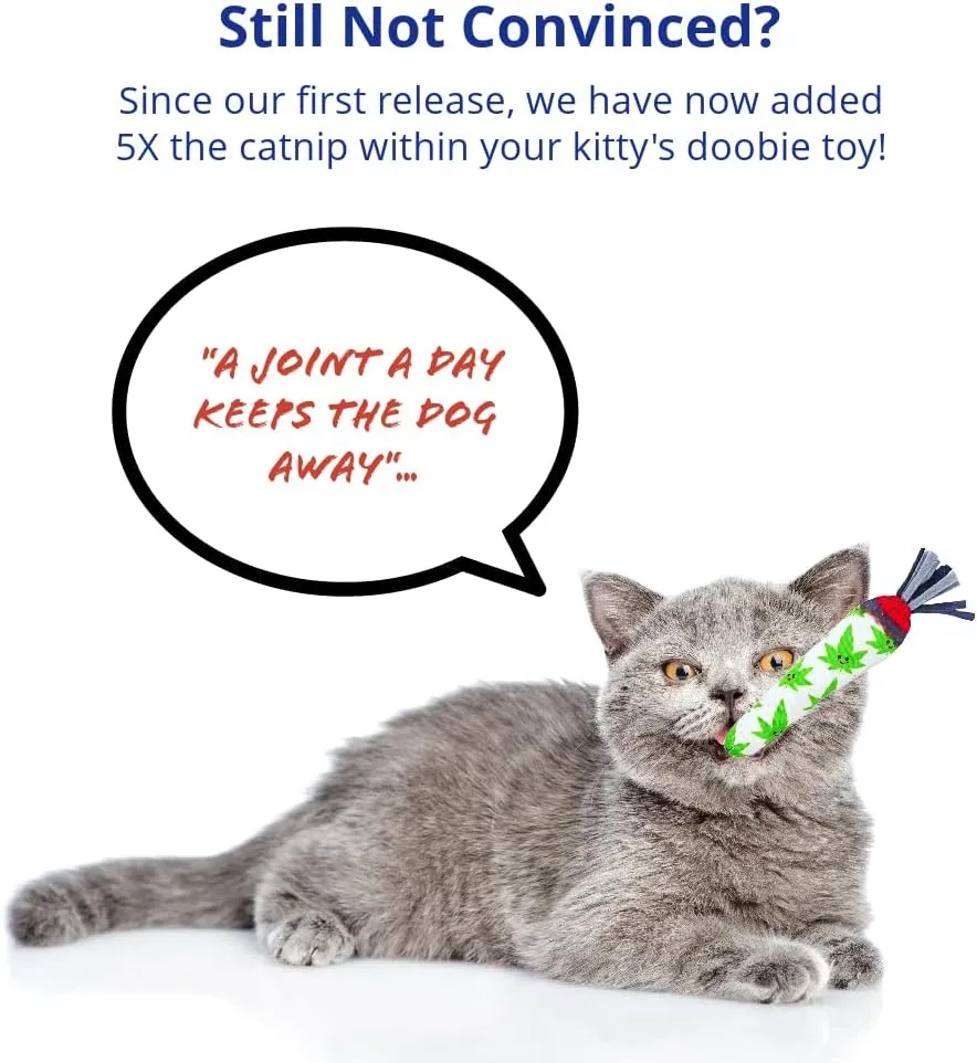 Catnip Toys for Indoor Cats, Cat Toy for Cat Enrichment, Durable Catnip Cat Wand Toy W/String Ends, Cat Toys for Indoor Cats/Cat Birthday/Kitten Toys (Cartoon Doobie, Original)