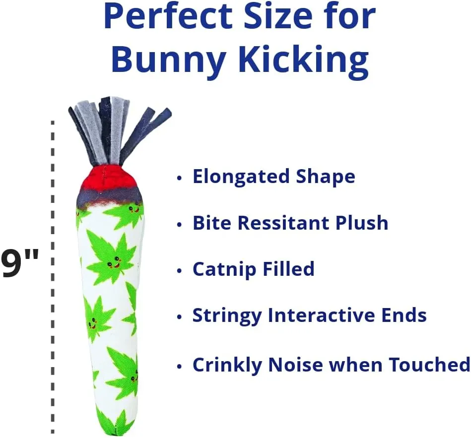 Catnip Toys for Indoor Cats, Cat Toy for Cat Enrichment, Durable Catnip Cat Wand Toy W/String Ends, Cat Toys for Indoor Cats/Cat Birthday/Kitten Toys (Cartoon Doobie, Original)