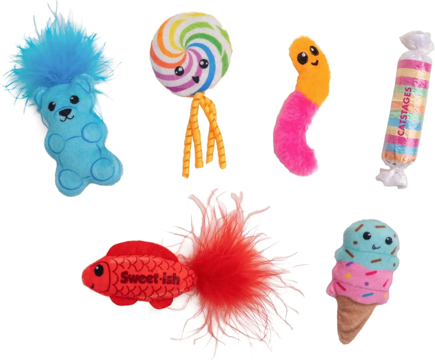 Catstages Kitty Sweet Treats Plush Catnip Cat Toys - 6 Pack