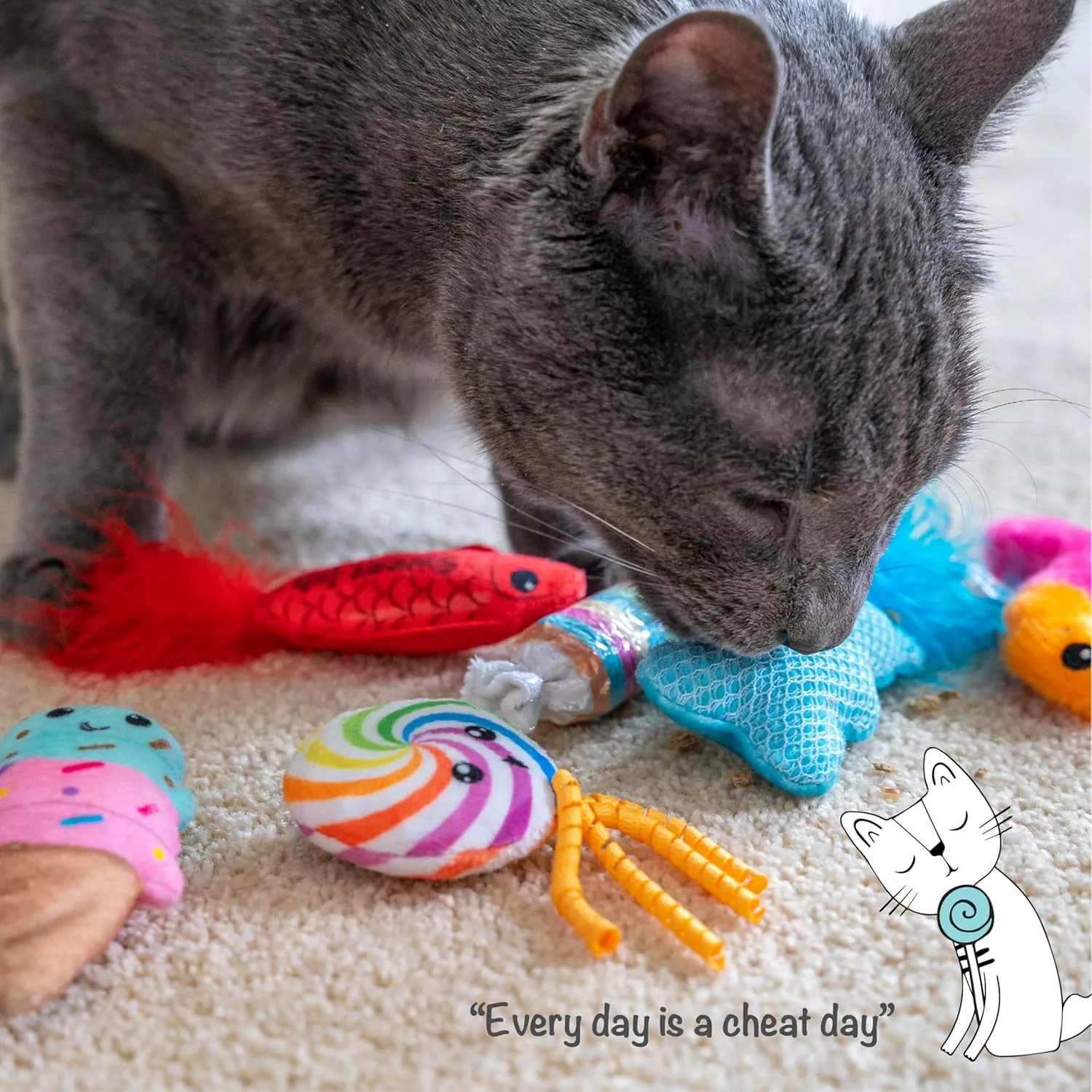 Catstages Kitty Sweet Treats Plush Catnip Cat Toys - 6 Pack