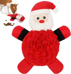 Christmas Squeaky Dog Toys, Plush No Stuffing and Snuffle Mat for Dog Puppy, Durable Chew Bite Toys for Small Medium Large Dogs, Interactive Xmas Santa Claus for Aggressive Chewers