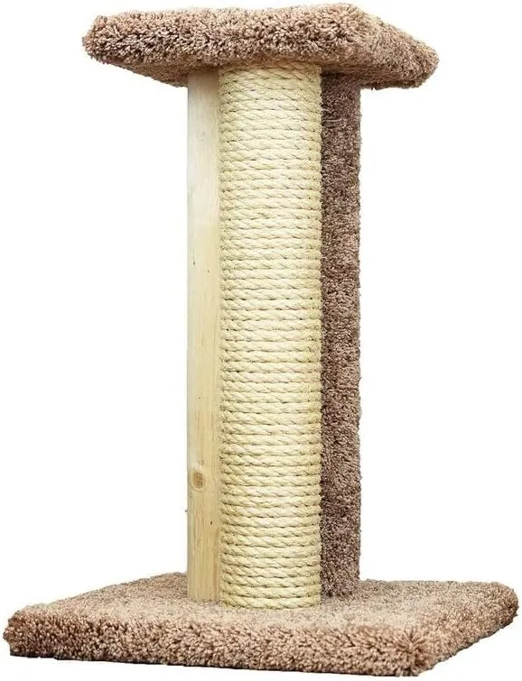 Coastal Charm Premier Triple Cat Scratcher - Multi-Surface Scratching Post with Sisal, Wood, and Carpet, Handcrafted in The USA