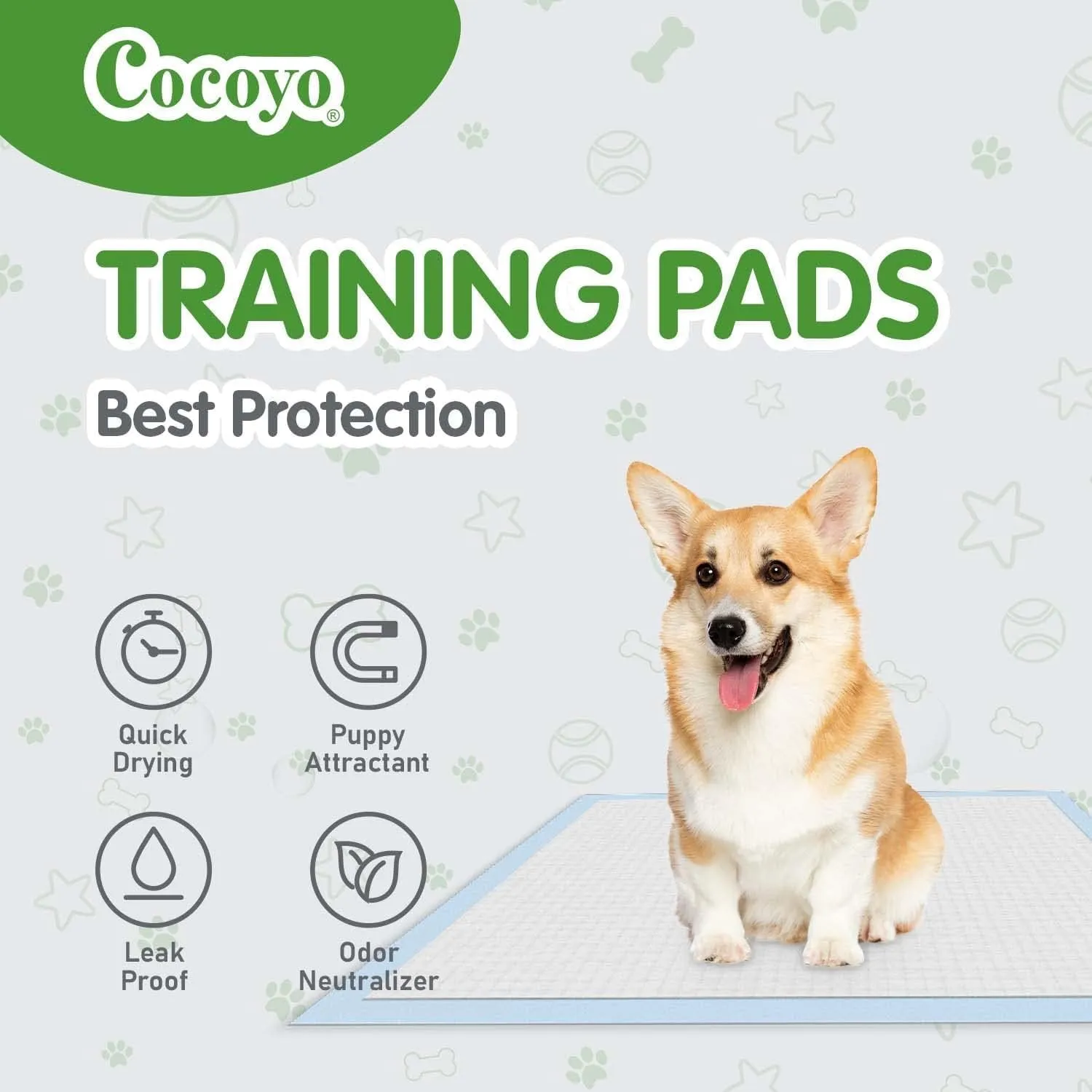 COCOYO Dog Training Pads Large SizeEliminating Urine Odor Puppy Pads  Premium Dog Pee Pads Value Pack (75 Count, L 26x30 inch)