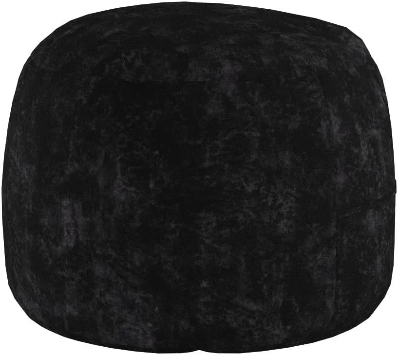 CordaRoy's Faux Fur Bean Bag-Convertible Bean Bag Chair & Bed-Machine-Washable Faux Fur Fabric Cover for Basement, Living Room, Game Room, Dorm & More - Queen Size - Black | Made in The USA