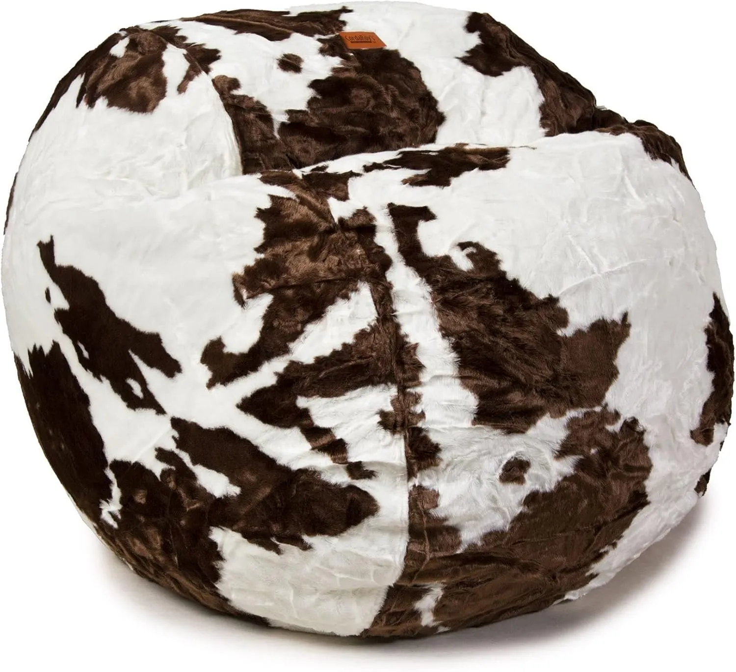 CordaRoy's Faux Fur Bean Bag-Convertible Bean Bag Chair & Bed-Machine-Washable Faux Fur Fabric Cover - for Basement, Living Room, Game Room, Dorm & More - Queen Size - Cow Pattern | Made in The USA