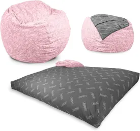 CordaRoy's Faux Fur Bean Bag-Convertible Bean Bag Chair & Bed-Machine-Washable Faux Fur Fabric Cover for Basement, Living Room, Game Room, Dorm & More - Youth Size - White | Made in The USA