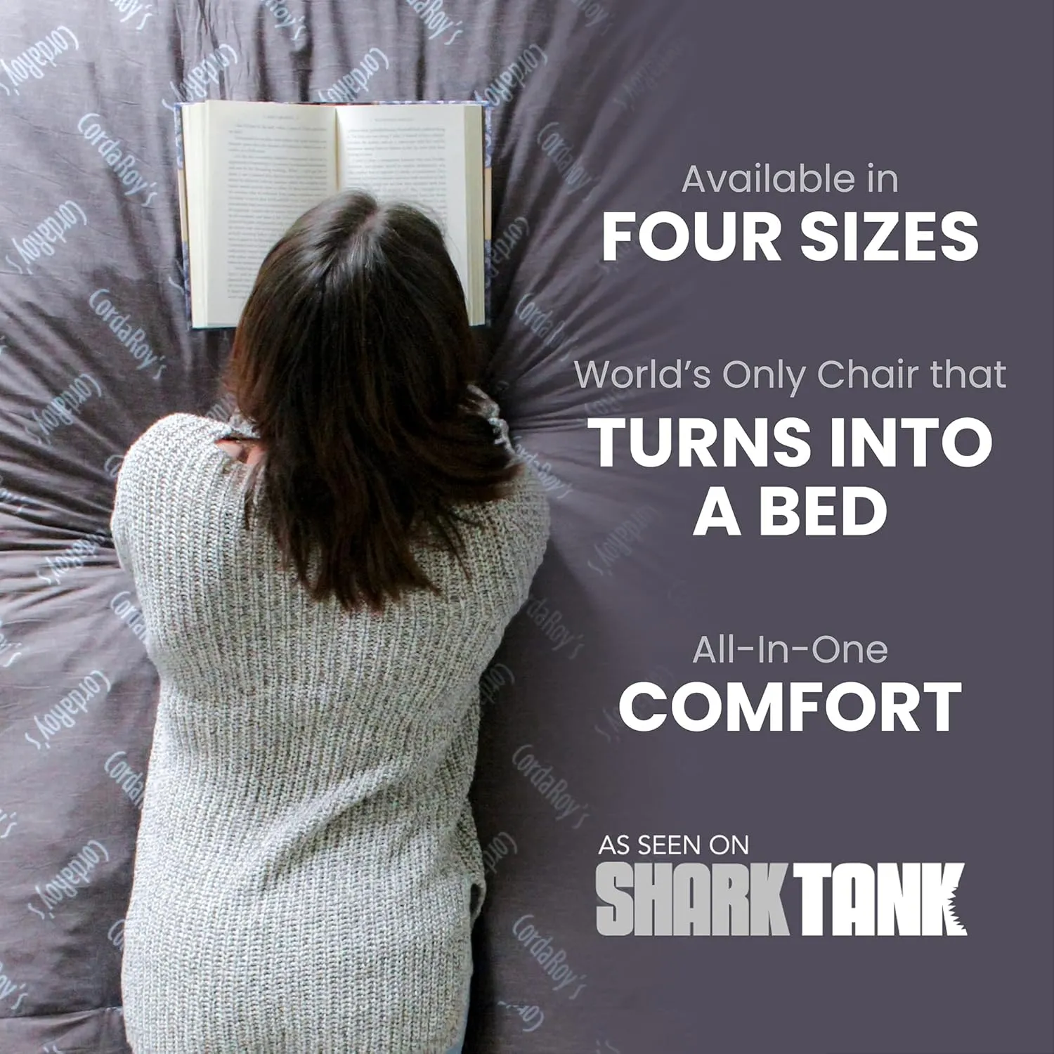 CordaRoy's Faux Fur Bean Bag-Convertible Bean Bag Chair & Bed-Machine-Washable Faux Fur Fabric Cover for Basement, Living Room, Game Room, Dorm & More - Youth Size - White | Made in The USA