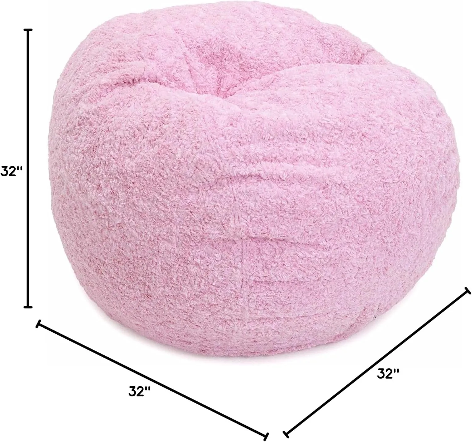 CordaRoy's Faux Fur Bean Bag-Convertible Bean Bag Chair & Bed-Machine-Washable Faux Fur Fabric Cover for Basement, Living Room, Game Room, Dorm & More - Youth Size - White | Made in The USA