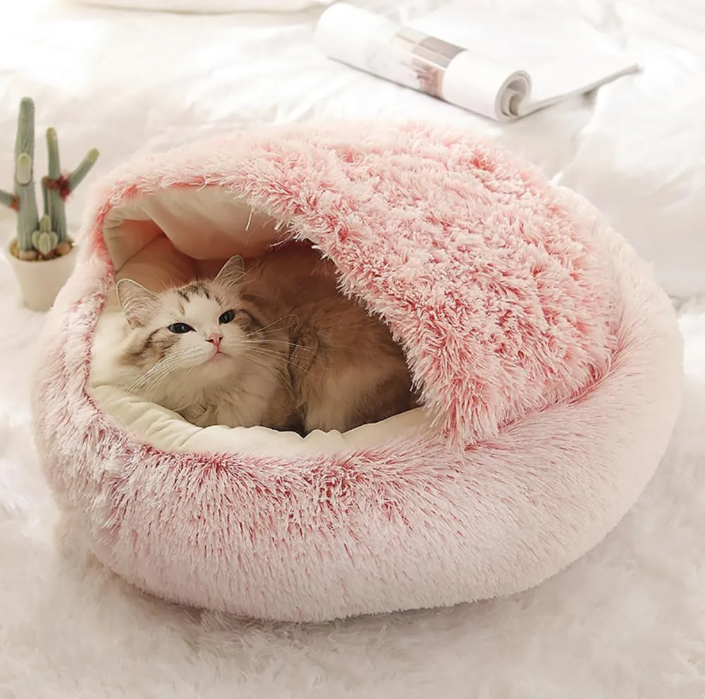 Cozy Cocoon Pet Bed,Cozy Nook Pet Bed for Dogs,Winter Pet Plush Bed, Cozy Cocoon Pet Bed for Dogs,Cozy Nook Dog Bed,Olvys Dog Bed (Brown - Plush,40 * 40 CM)