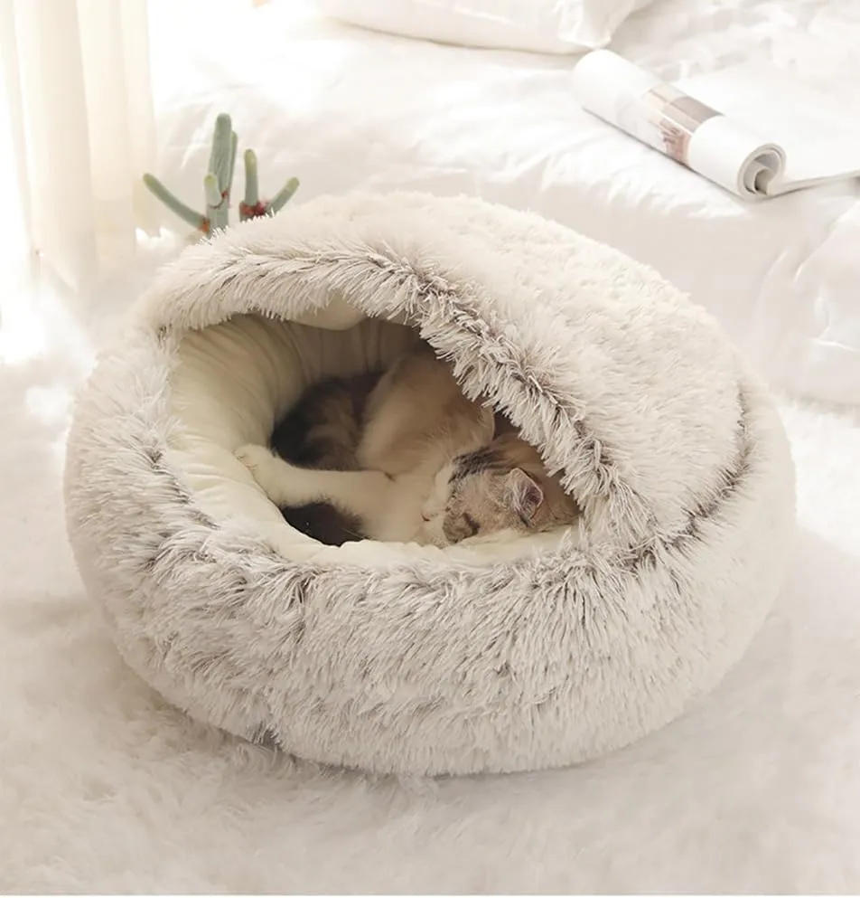 Cozy Cocoon Pet Bed,Cozy Nook Pet Bed for Dogs,Winter Pet Plush Bed, Cozy Cocoon Pet Bed for Dogs,Cozy Nook Dog Bed,Olvys Dog Bed (Brown - Plush,40 * 40 CM)