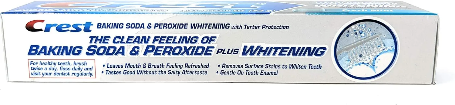 Crest Baking Soda Peroxide Whitening Tartar Toothpaste, 2.9 Oz, Fresh Mint, Pack of 4