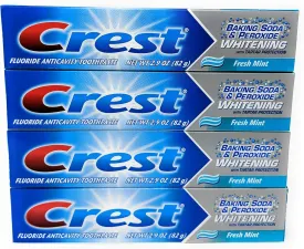 Crest Baking Soda Peroxide Whitening Tartar Toothpaste, 2.9 Oz, Fresh Mint, Pack of 4
